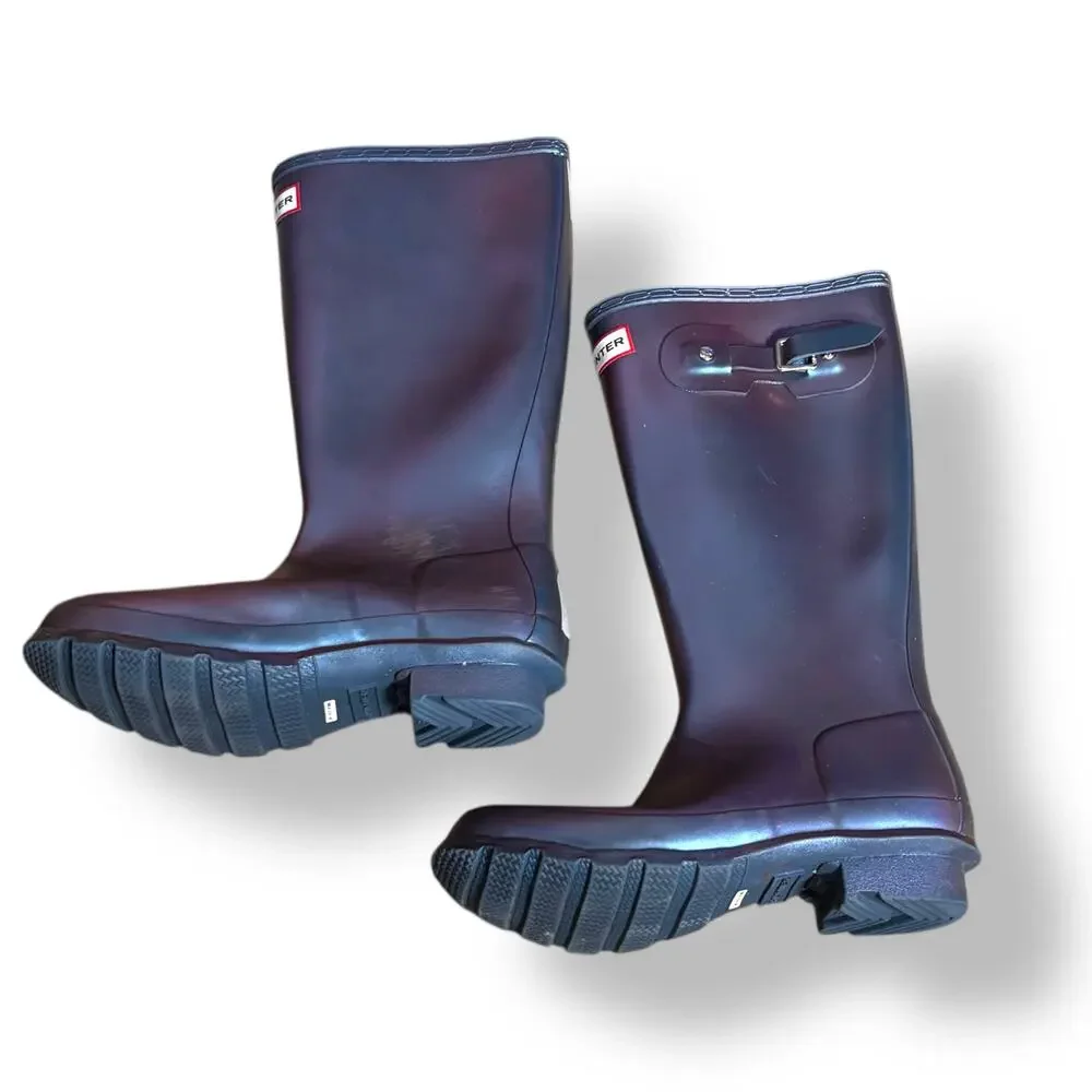 Hunter Original Tall Gloss Rain Boots Purple Iridescent Waterproof Wellies 5